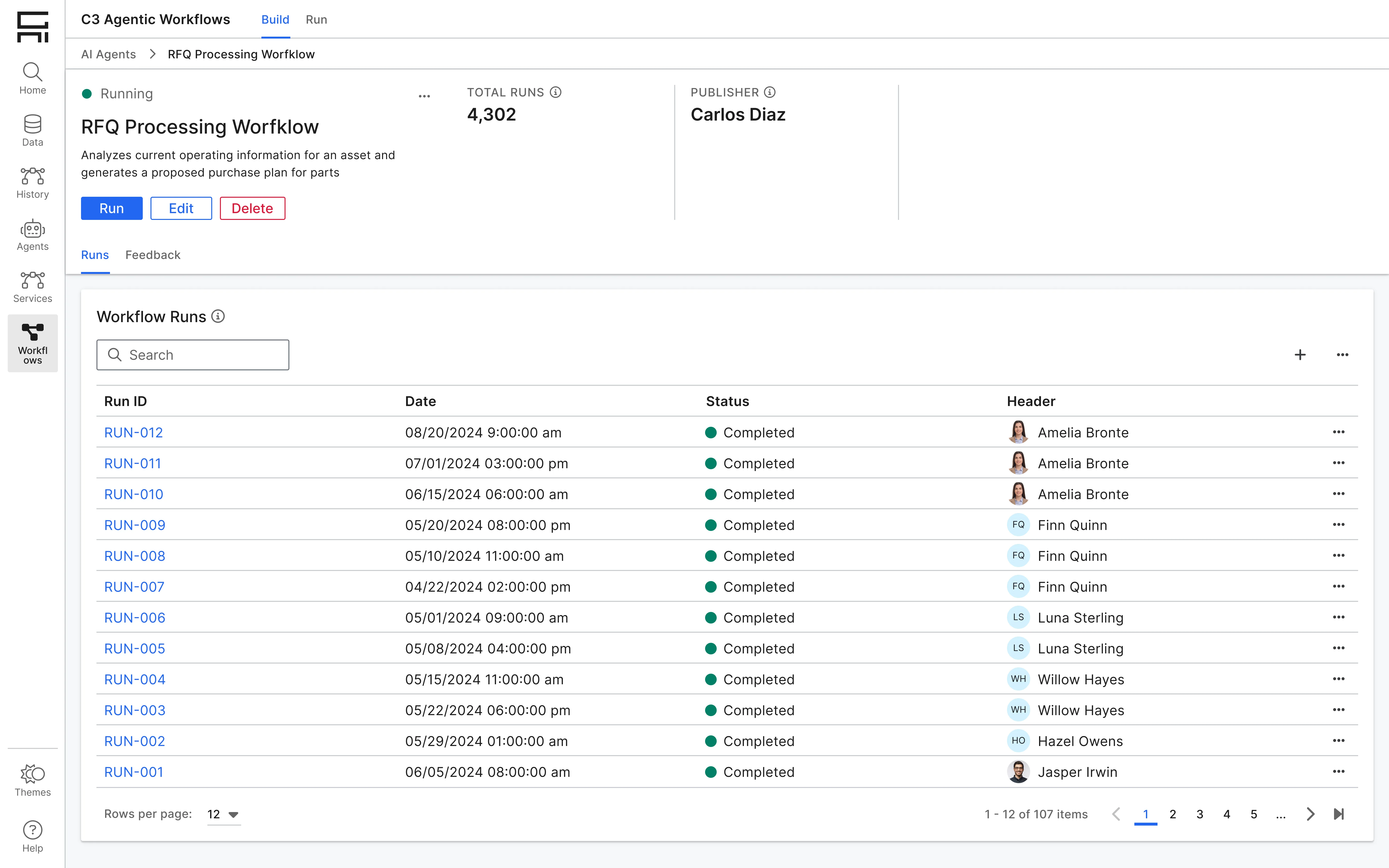 Workflow Runs — Execution monitoring and history