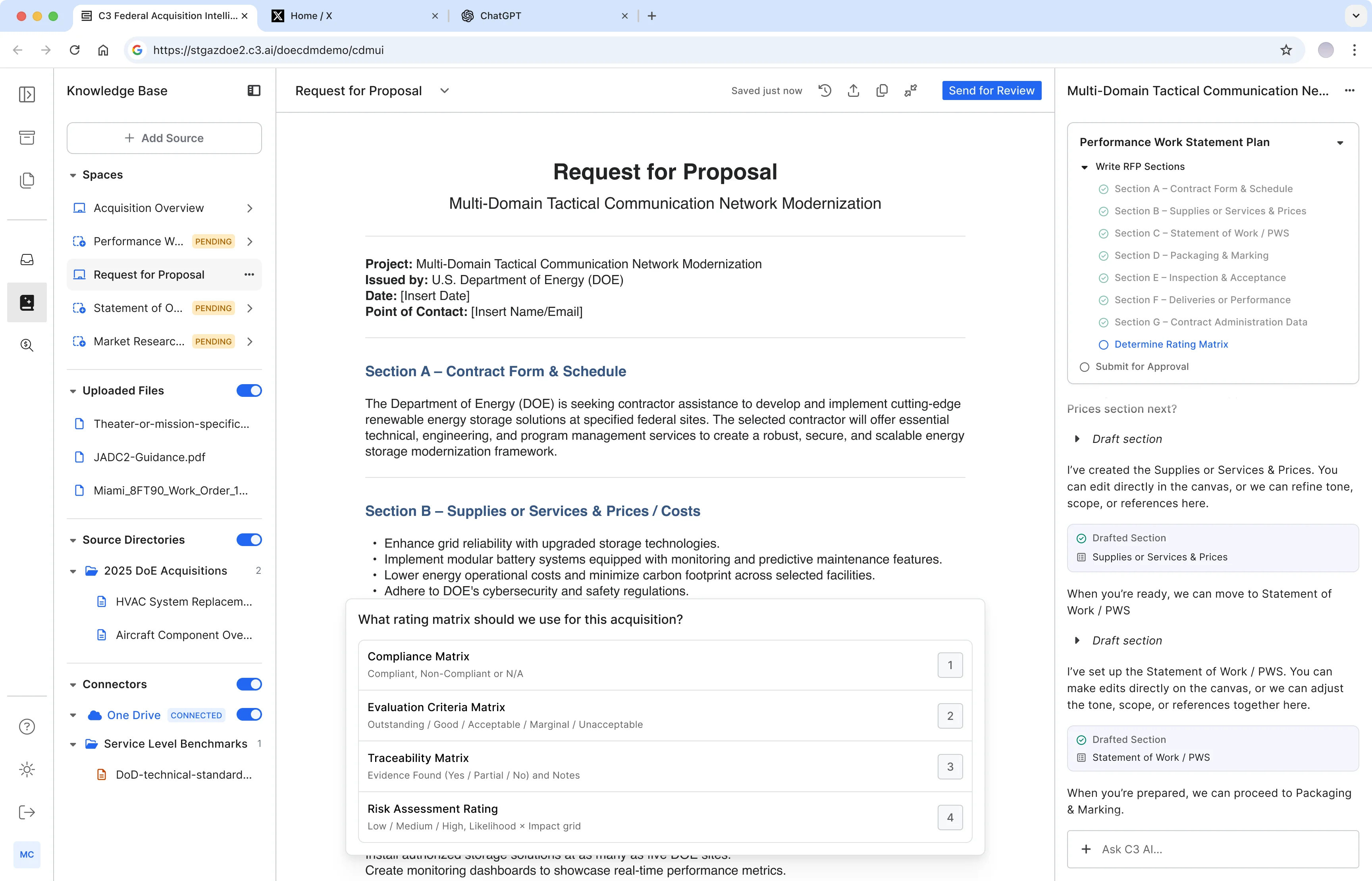 C3.ai Canvas — Inline prompt options for content generation