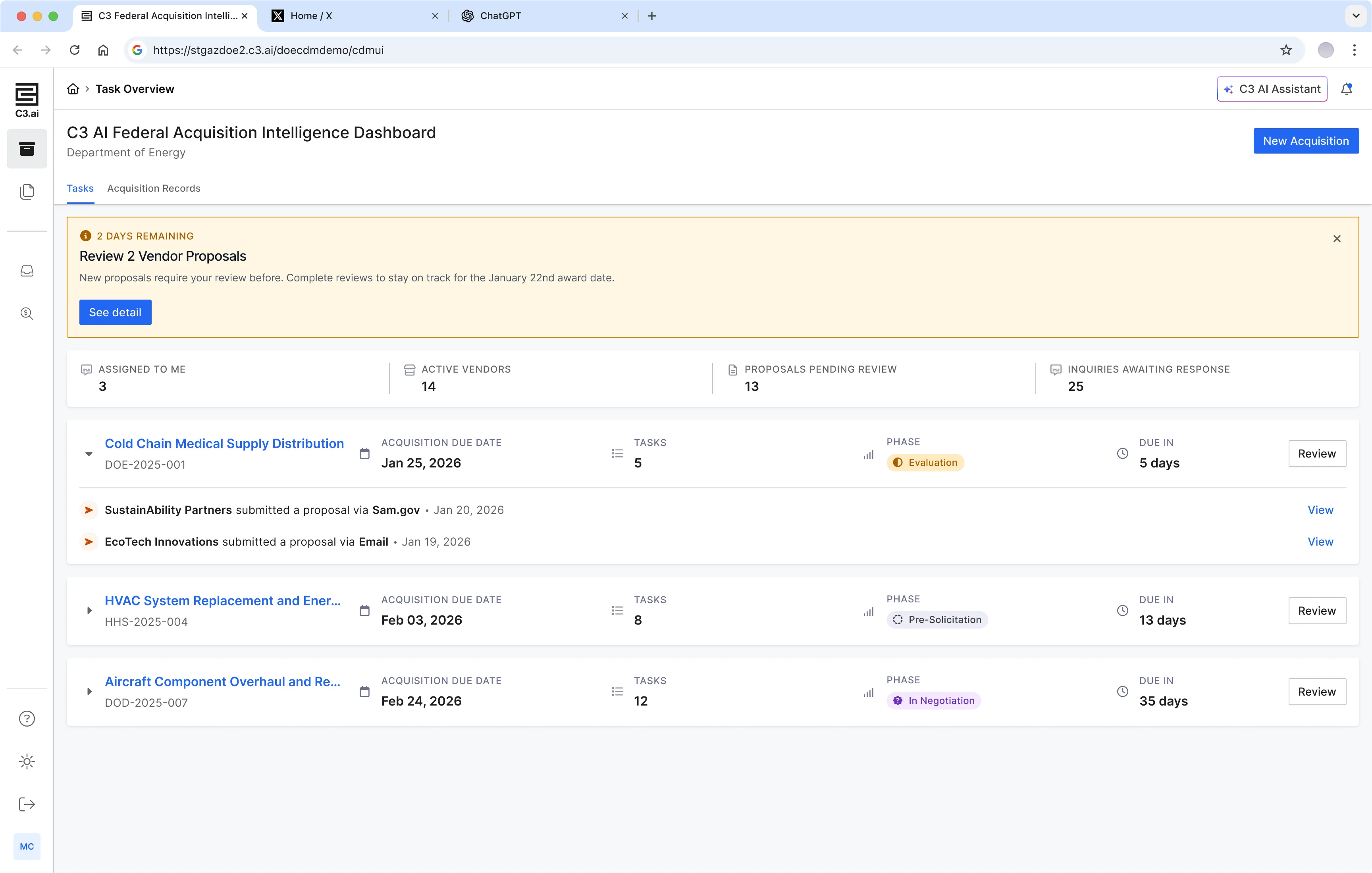 Contracting Officer Dashboard — Role-based evaluation workspace